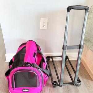 Pink Pet Dog or Cat Carrier Bag with detachable frame with handle